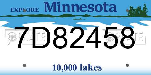 7D82458 Minnesota License Plate