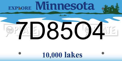 7D85O4 Minnesota License Plate
