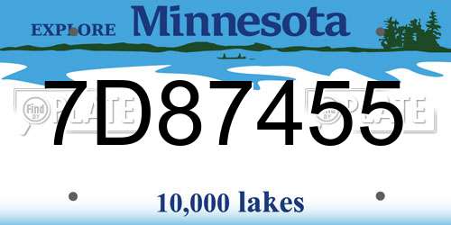 7D87455 Minnesota License Plate
