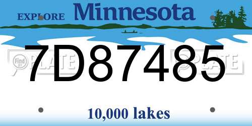 7D87485 Minnesota License Plate