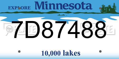 7D87488 Minnesota License Plate