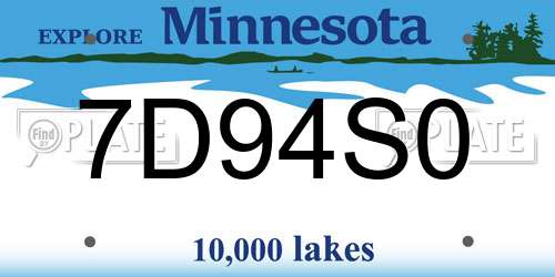 7D94S0 Minnesota License Plate