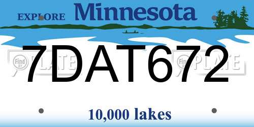 7DAT672 Minnesota License Plate