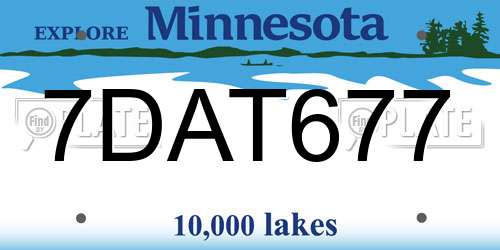 7DAT677 Minnesota License Plate