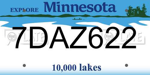 7DAZ622 Minnesota License Plate