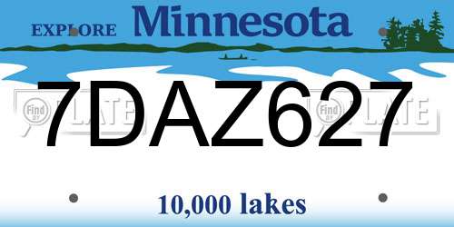7DAZ627 Minnesota License Plate