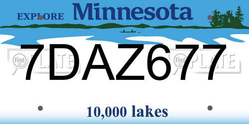 7DAZ677 Minnesota License Plate