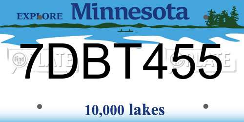7DBT455 Minnesota License Plate