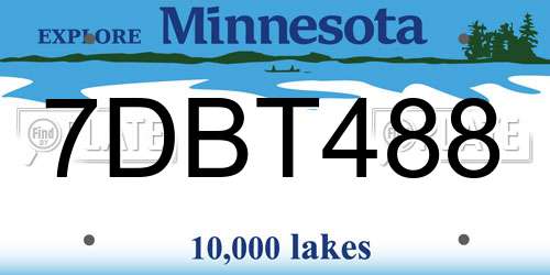 7DBT488 Minnesota License Plate