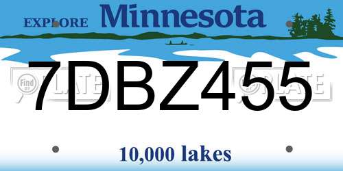 7DBZ455 Minnesota License Plate