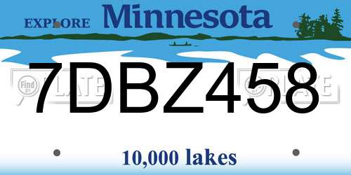 7DBZ458 Minnesota License Plate
