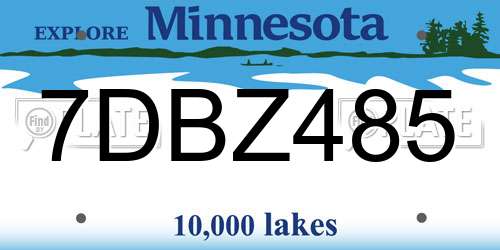 7DBZ485 Minnesota License Plate