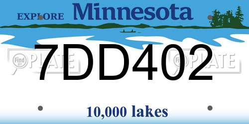 7DD402 Minnesota License Plate