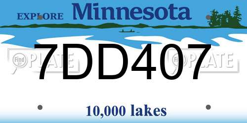7DD407 Minnesota License Plate