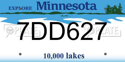 7DD627 Minnesota License Plate