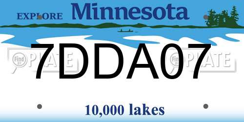 7DDA07 Minnesota License Plate