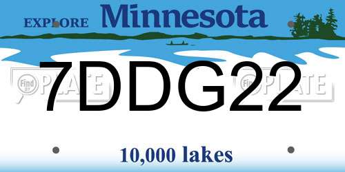 7DDG22 Minnesota License Plate