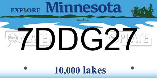 7DDG27 Minnesota License Plate