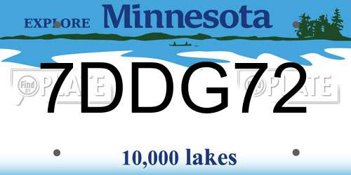 7DDG72 Minnesota License Plate