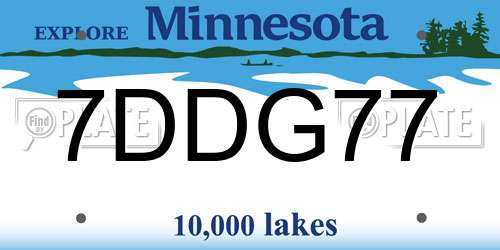 7DDG77 Minnesota License Plate