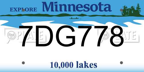 7DG778 Minnesota License Plate