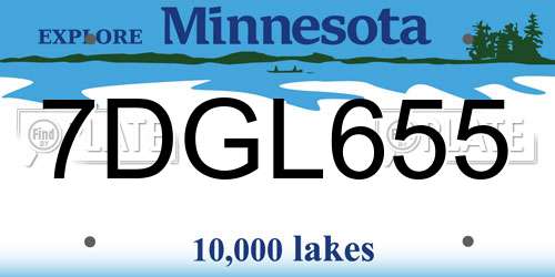 7DGL655 Minnesota License Plate
