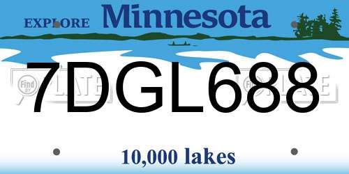 7DGL688 Minnesota License Plate