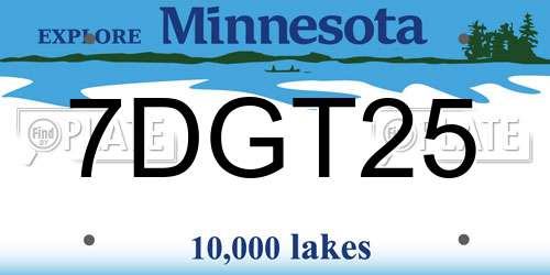 7DGT25 Minnesota License Plate