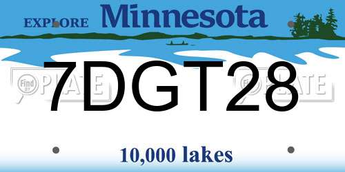 7DGT28 Minnesota License Plate