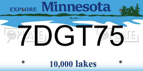 7DGT75 Minnesota License Plate