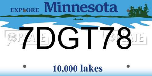 7DGT78 Minnesota License Plate
