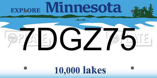 7DGZ75 Minnesota License Plate