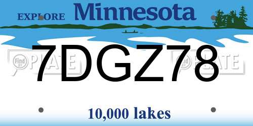 7DGZ78 Minnesota License Plate