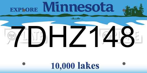 7DHZ148 Minnesota License Plate
