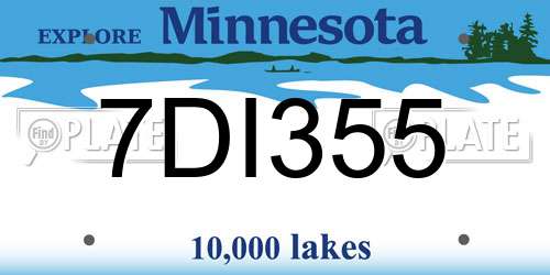 7DI355 Minnesota License Plate