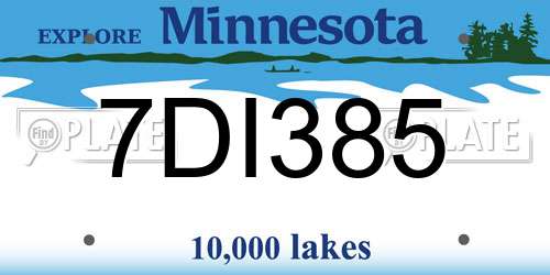 7DI385 Minnesota License Plate