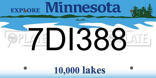 7DI388 Minnesota License Plate