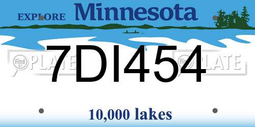7DI454 Minnesota License Plate