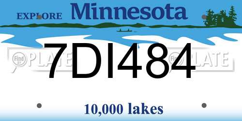 7DI484 Minnesota License Plate