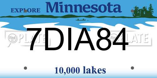 7DIA84 Minnesota License Plate