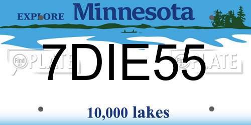 7DIE55 Minnesota License Plate