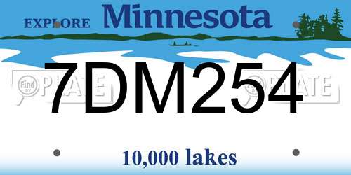 7DM254 Minnesota License Plate