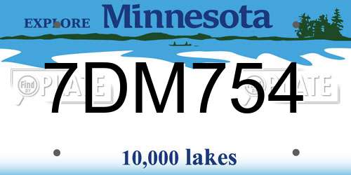 7DM754 Minnesota License Plate