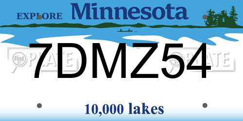 7DMZ54 Minnesota License Plate