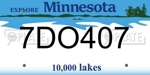 7DO407 Minnesota License Plate