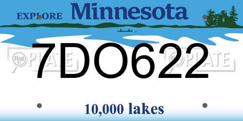 7DO622 Minnesota License Plate