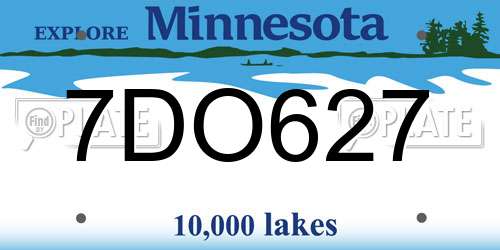 7DO627 Minnesota License Plate
