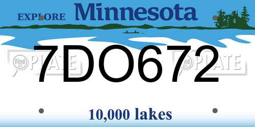 7DO672 Minnesota License Plate
