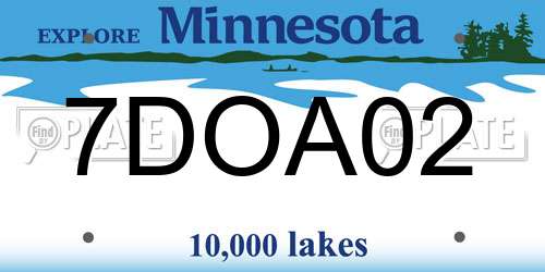 7DOA02 Minnesota License Plate