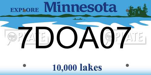7DOA07 Minnesota License Plate